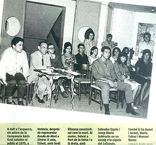 1970 actors of la compania adria gual manolo nunez in the first row