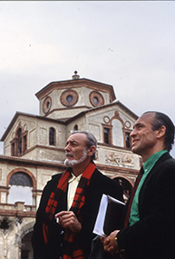 1992 fabian puigserver & manolo nunez on thebackground of teatre lliure